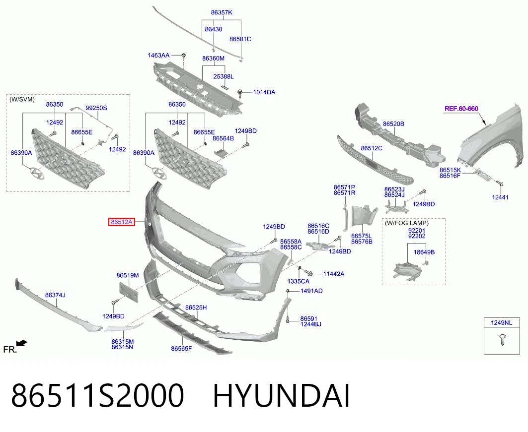 86511S2000 Hyundai/Kia Paragolpes delantero