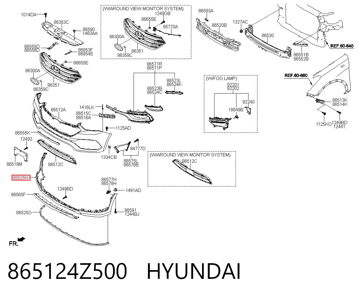 865124Z500 Hyundai/Kia Spoiler delantero