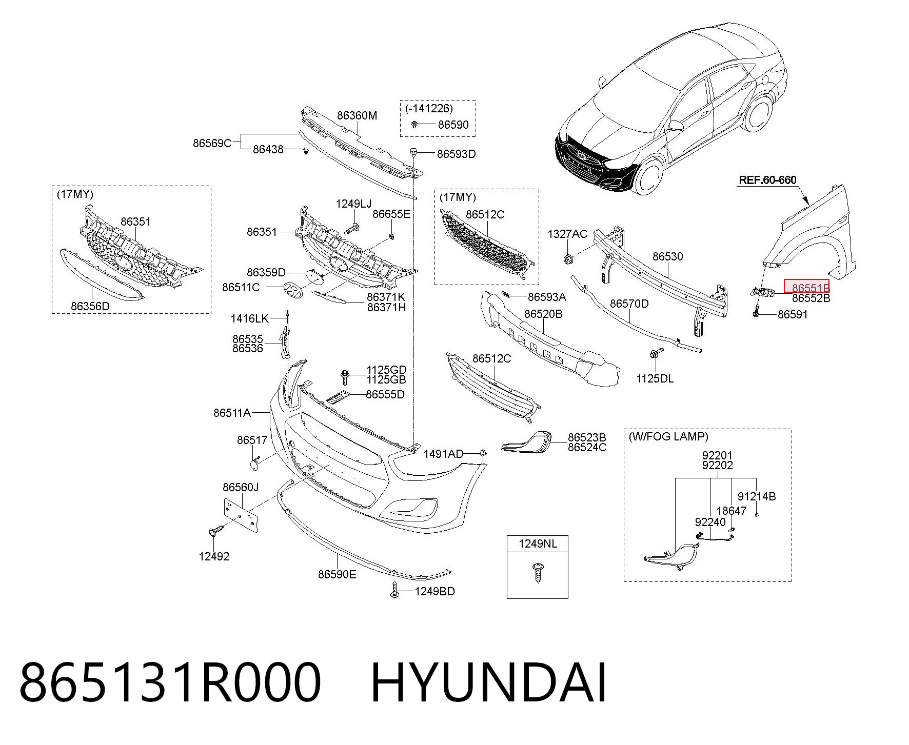 865131R000 Hyundai/Kia Soporte exterior izquierdo del parachoques delantero