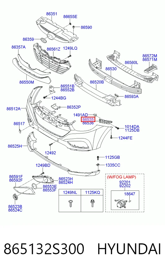 Soporte de parachoques delantero izquierdo 865132S300 HYUNDAI