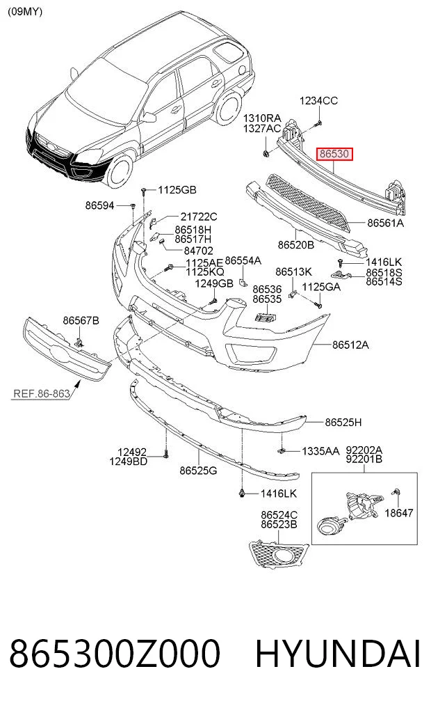  Refuerzo parachoque delantero KIA Sportage 2