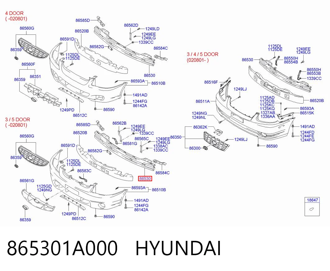 Refuerzo parachoque delantero Hyundai Accent II (1999-2005)