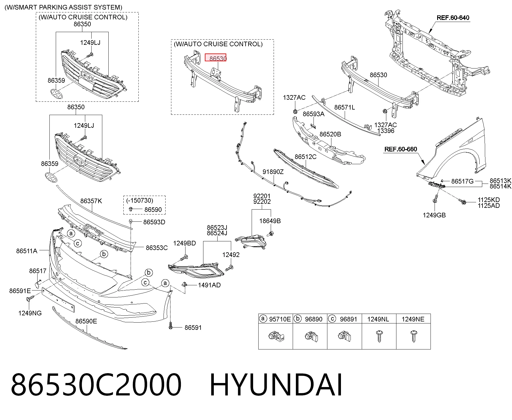 Refuerzo parachoque delantero para Hyundai Sonata VII LF