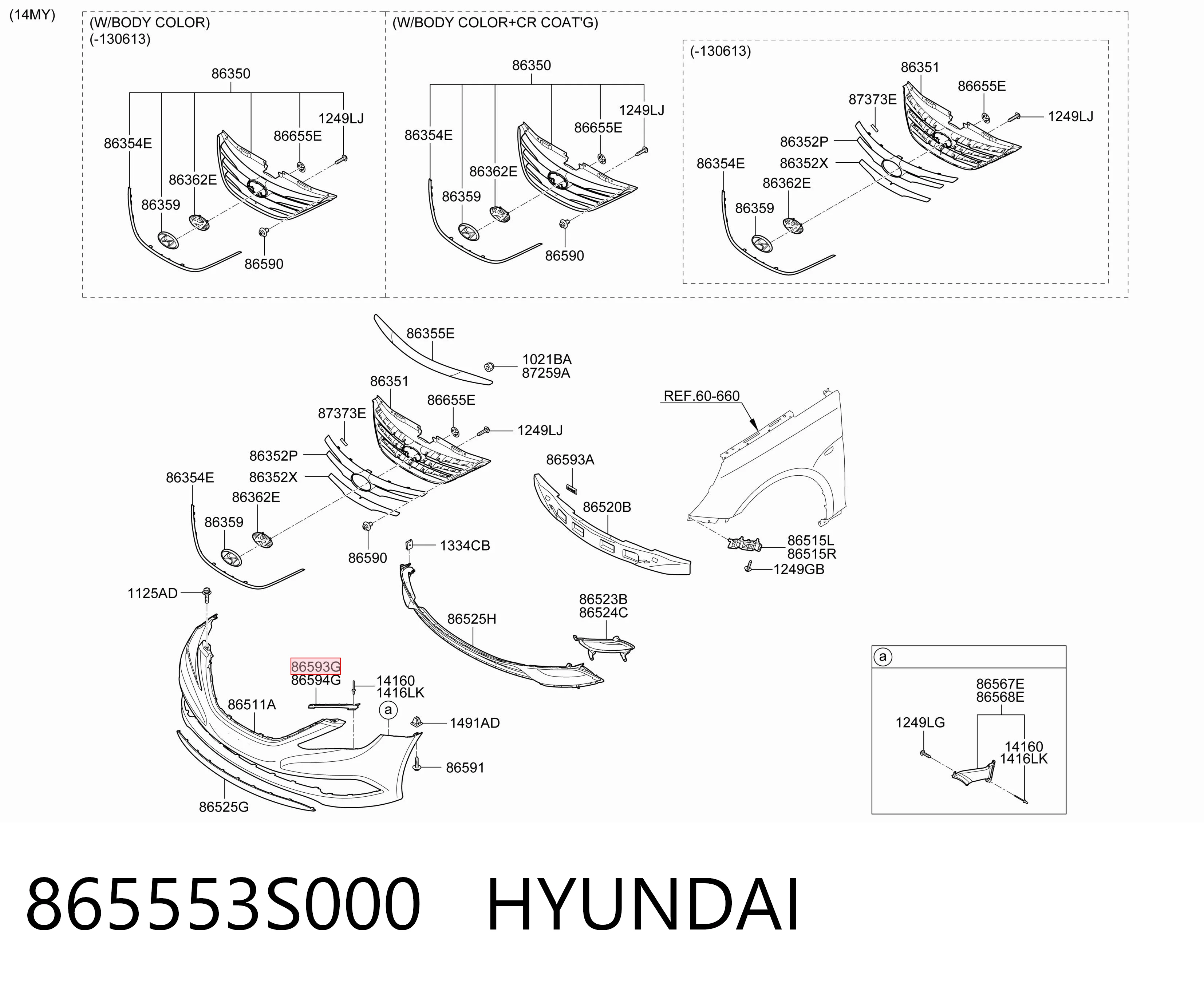 865553S000 Hyundai/Kia Soporte de parachoques delantero izquierdo