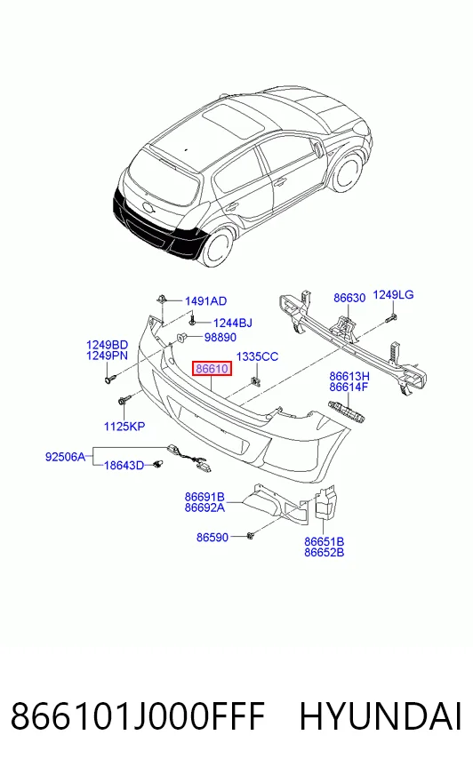 Parachoques trasero para Hyundai I20 PB