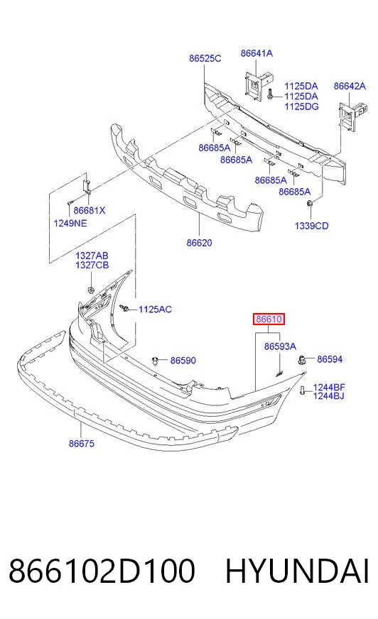 Defensa trasero para Hyundai Elantra III XD