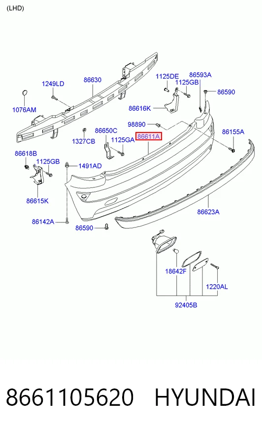 Defensa trasero para Hyundai Atos  MX