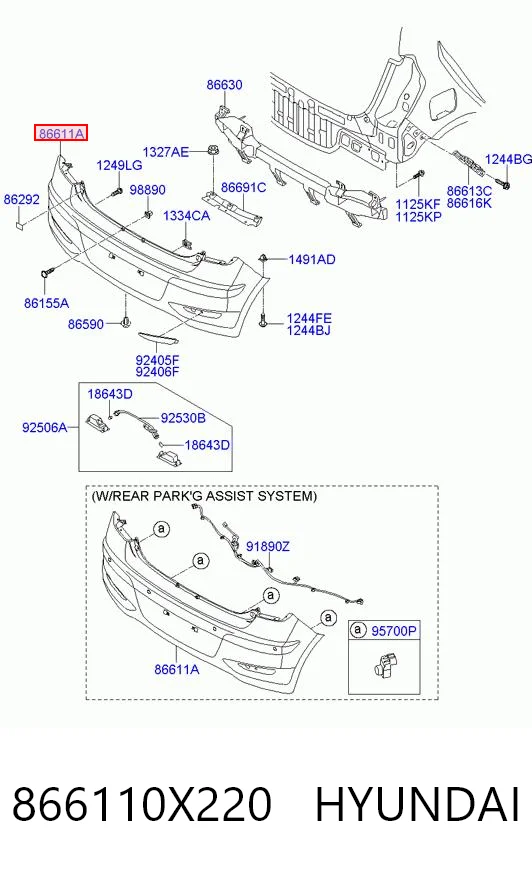 Parachoques trasero para Hyundai I10 PA