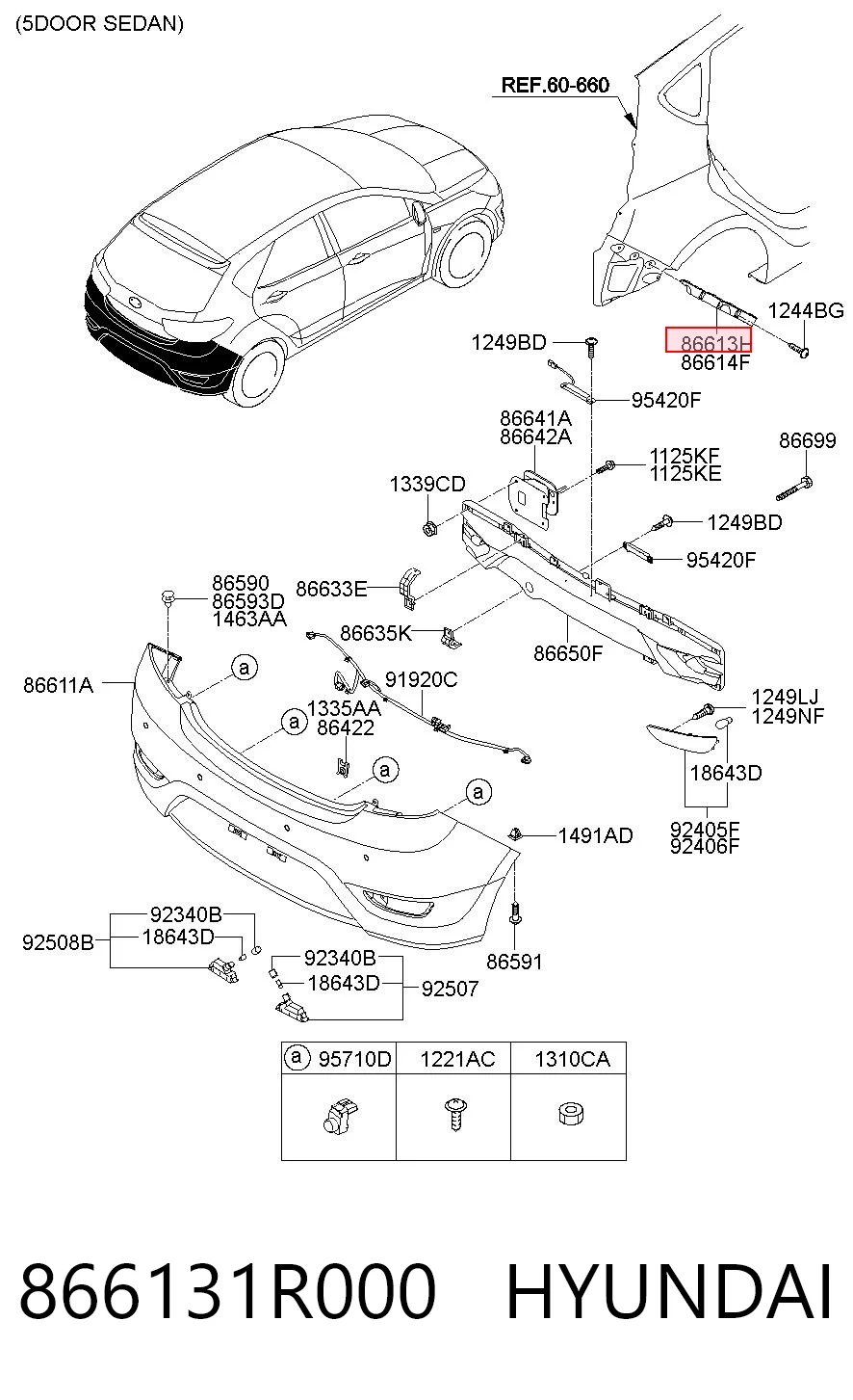 866131R000 Hyundai/Kia Soporte de paragolpes trasero izquierdo