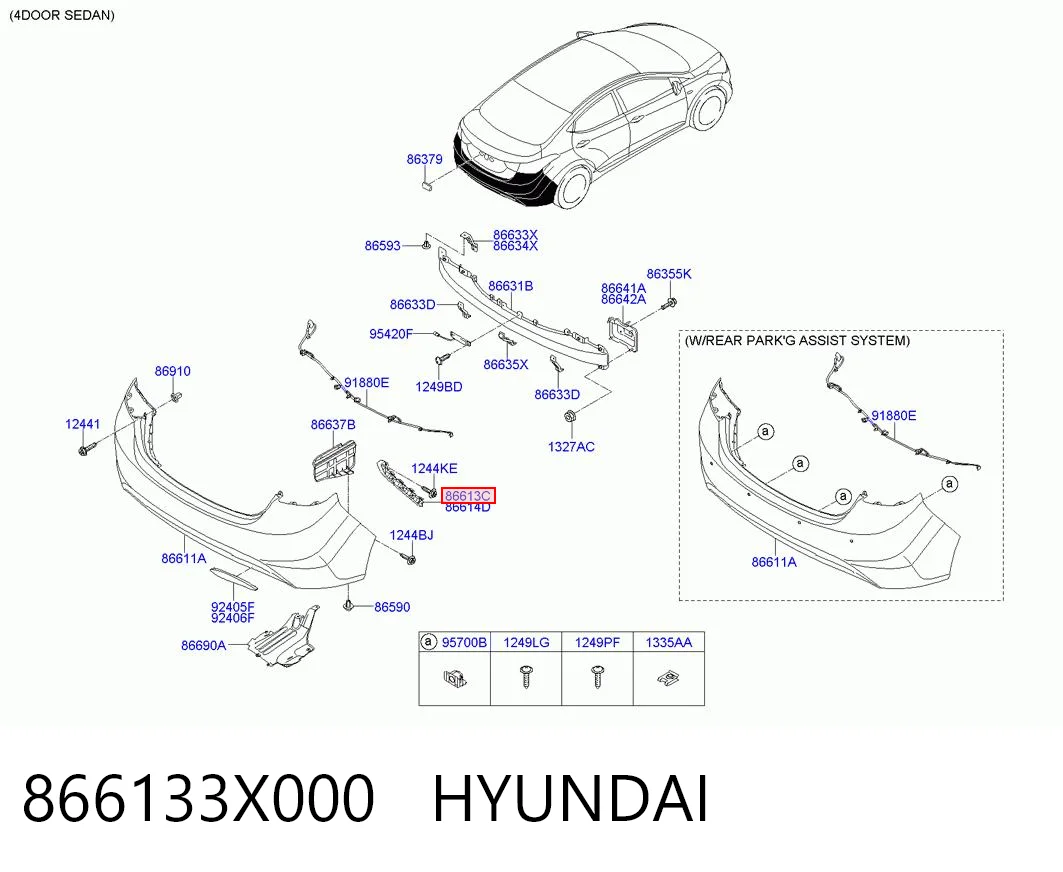 866133X000 Hyundai/Kia Soporte de paragolpes trasero izquierdo