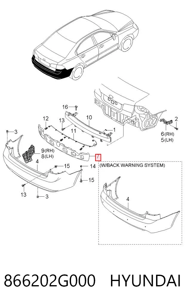 Absorbedor de parachoques trasero 866202G000 HYUNDAI