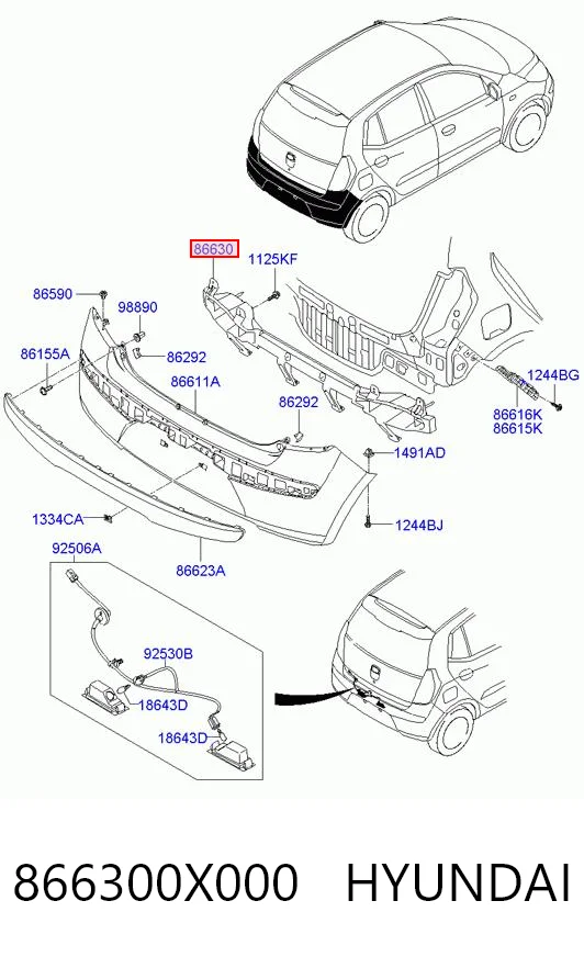 Refuerzo parachoques trasero para Hyundai I10 PA