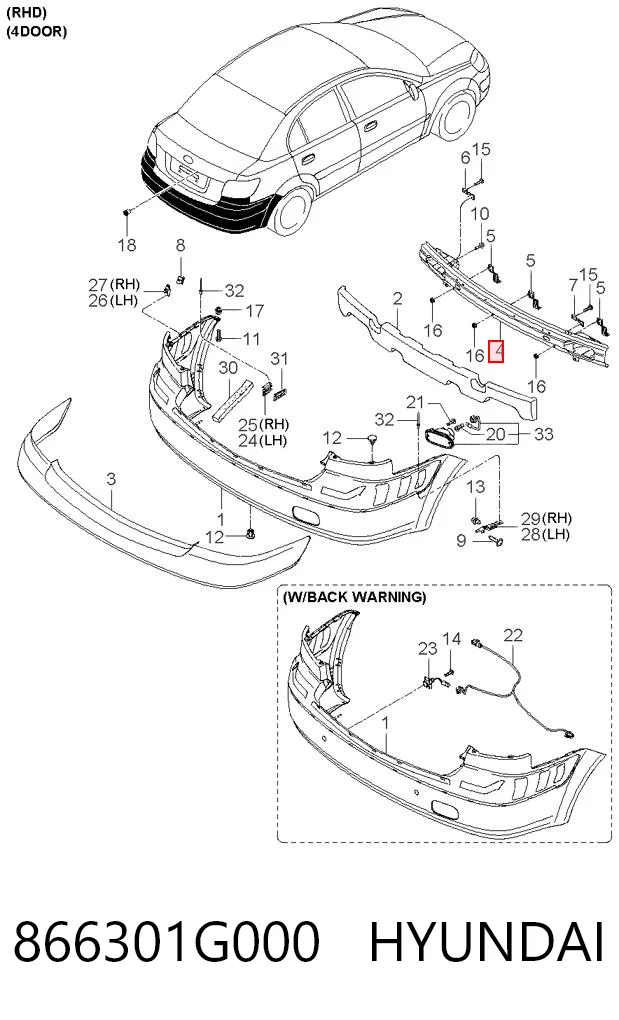 Comprar Refuerzo de parachoques trasero KIA Rio II JB a bajo precio