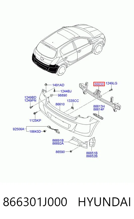 Refuerzo parachoque trasero para Hyundai I20  (PB)