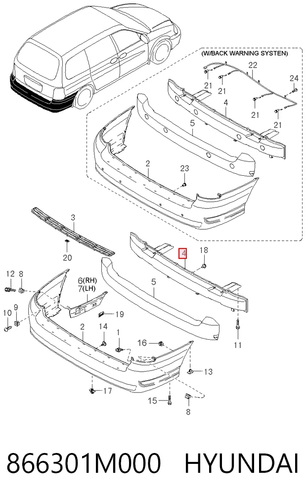 Refuerzo parachoques trasero para KIA Carnival UP