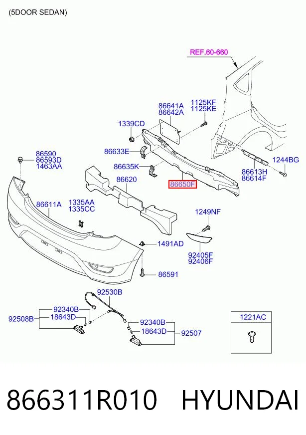 Refuerzo parachoques trasero para Hyundai Accent IV SB