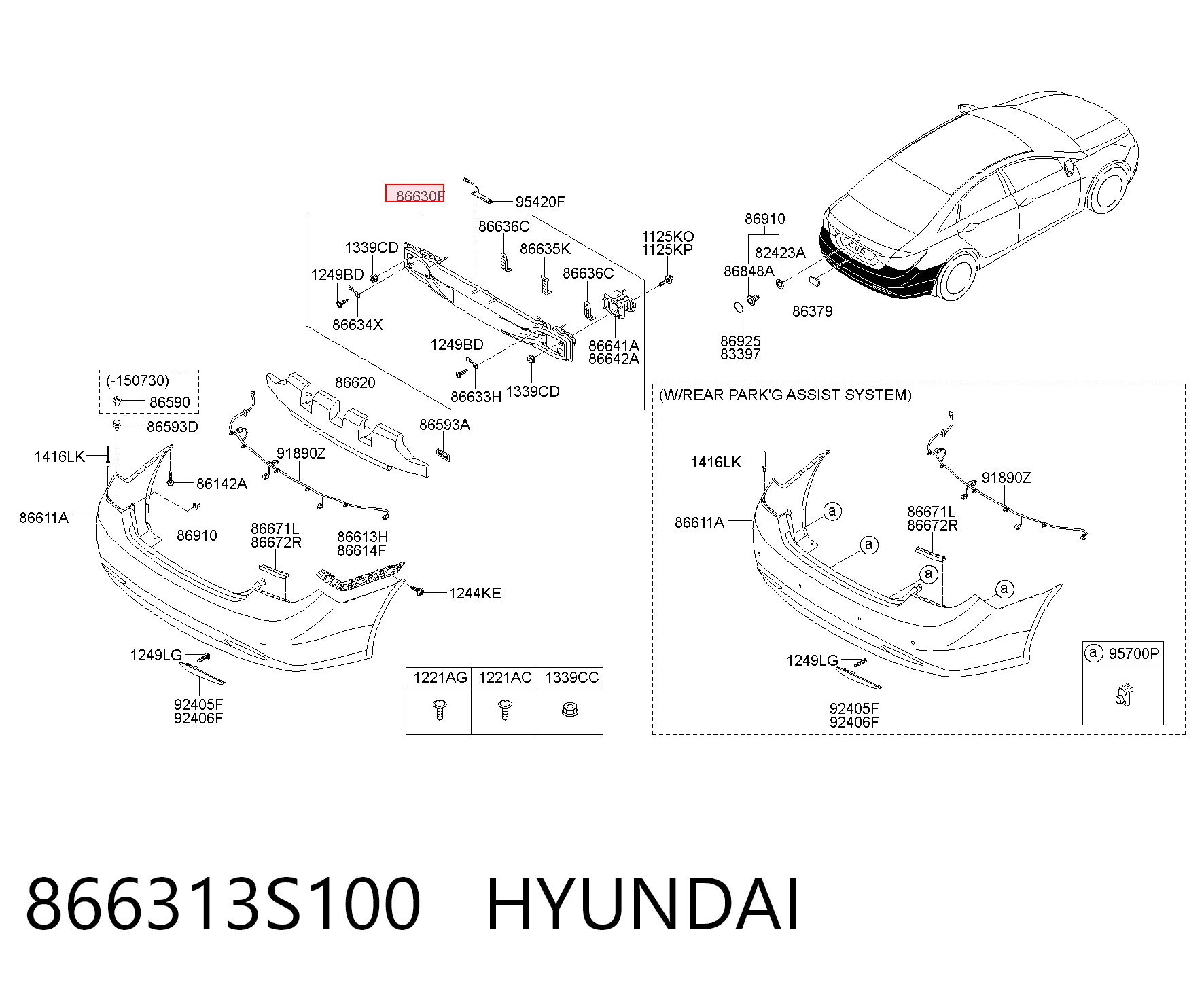 Refuerzo parachoque trasero Hyundai Sonata VI (2009-2015)