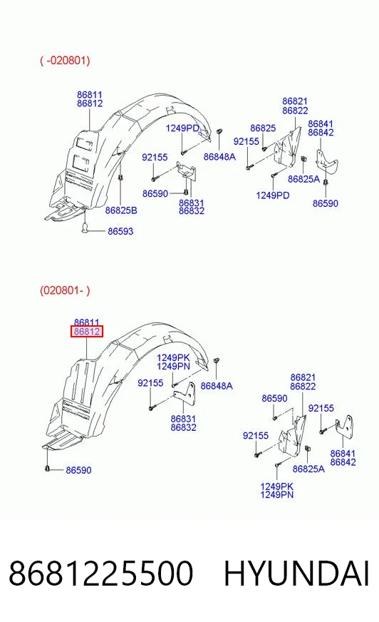 Guardabarros interior derecho, aleta delantera Hyundai Accent II sedán (LC) (1999 - 2005) precio, desde 12,91 EUR