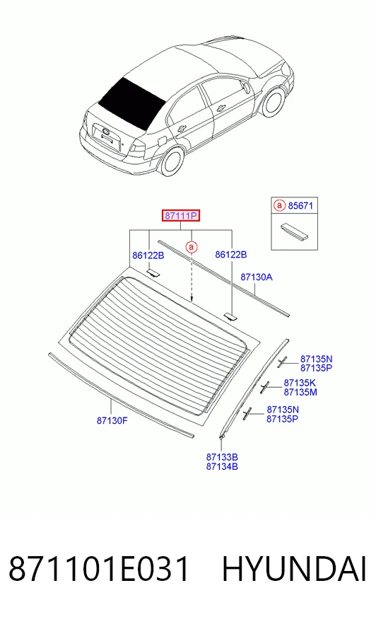 Vidrio trasero para Hyundai Accent III MC