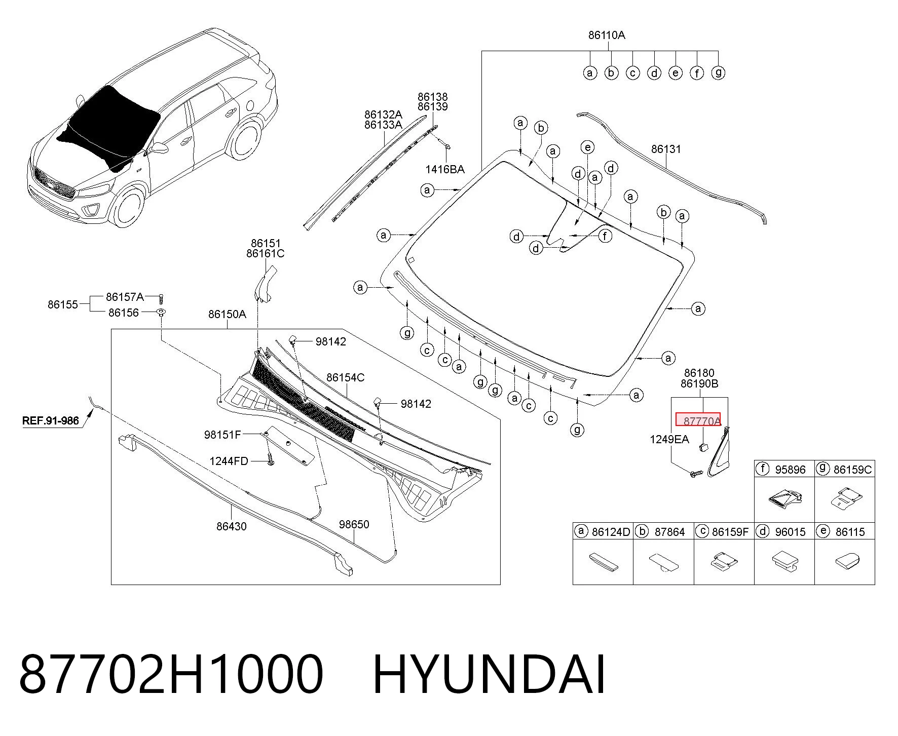 87702H1000 Hyundai/Kia Clip de fijación de moldura de puerta