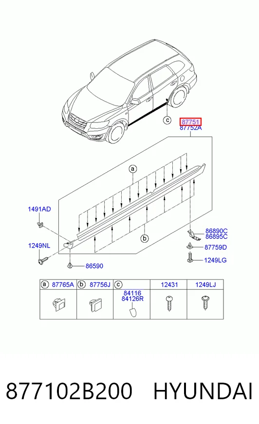 Moldura exterior izquierda del umbral 877102B200 HYUNDAI