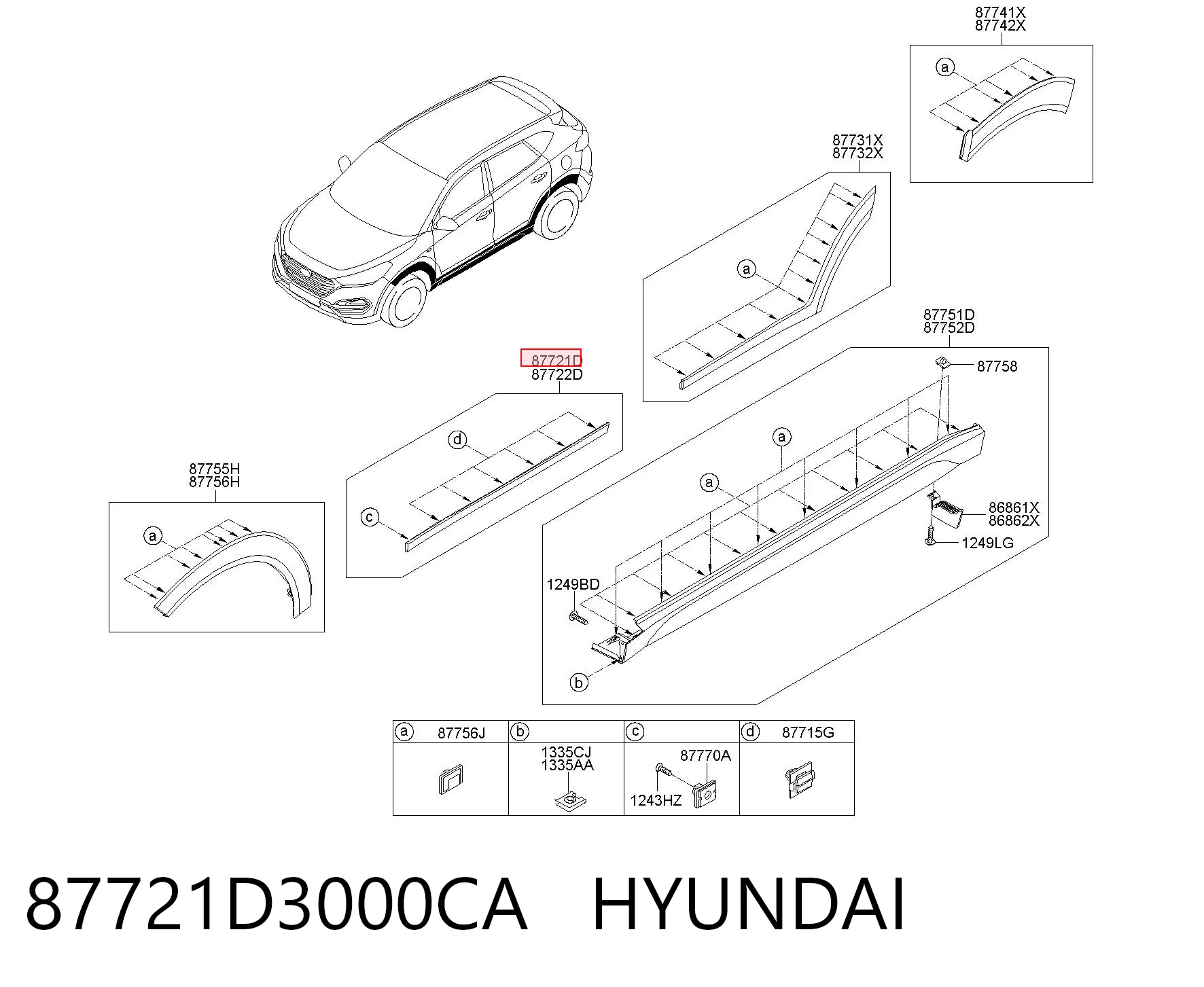 87721D3000CA Hyundai/Kia Protector de puerta delantera izquierda 