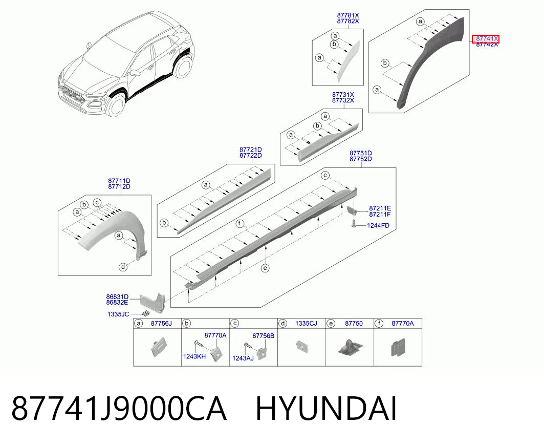 87741J9000CA Hyundai/Kia Extensión de la aleta trasera izquierda