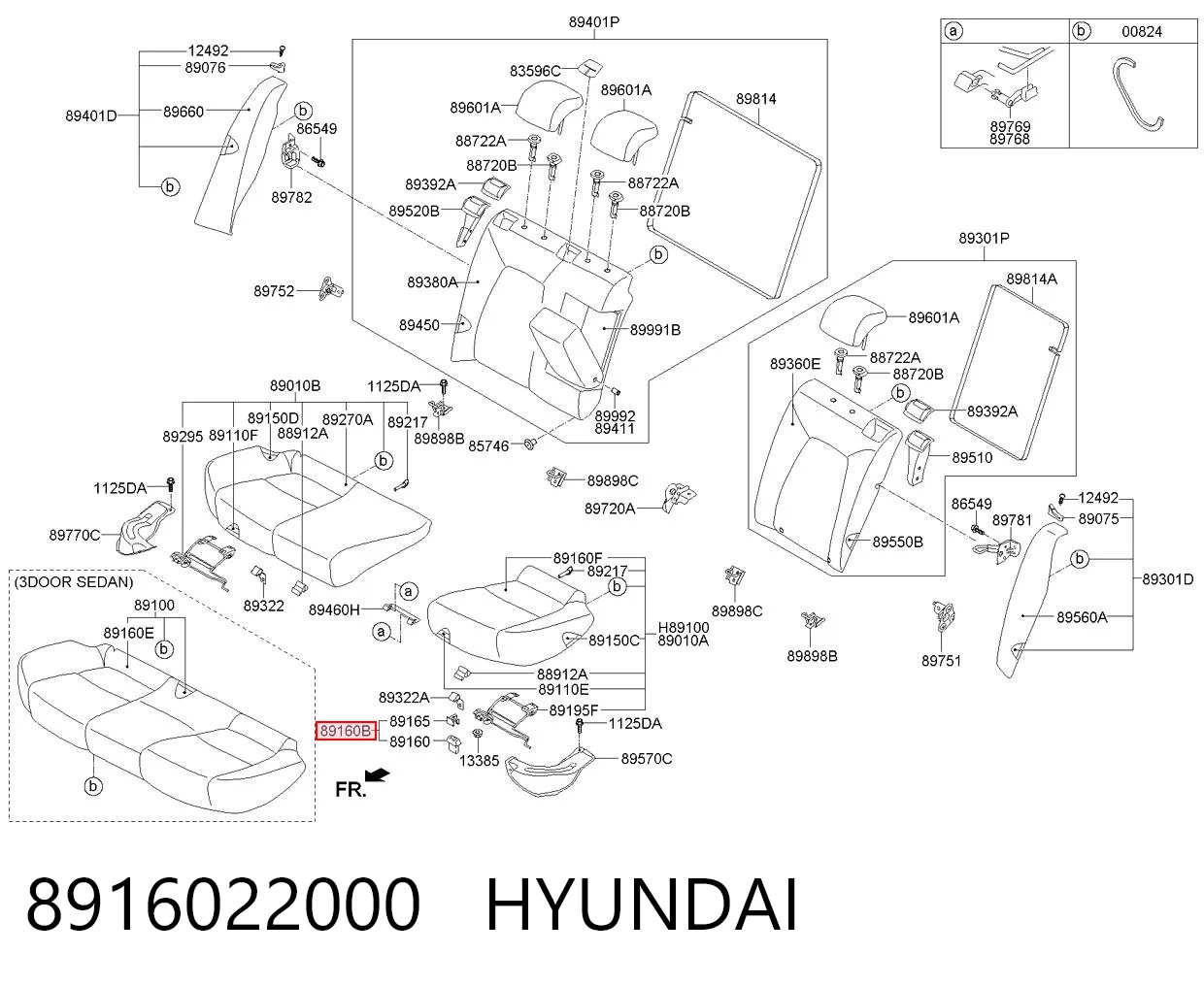 8916022000 Hyundai/Kia Fijador de asiento trasero