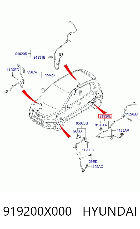 Sensor ABS trasero izquierdo 919200X000 HYUNDAI