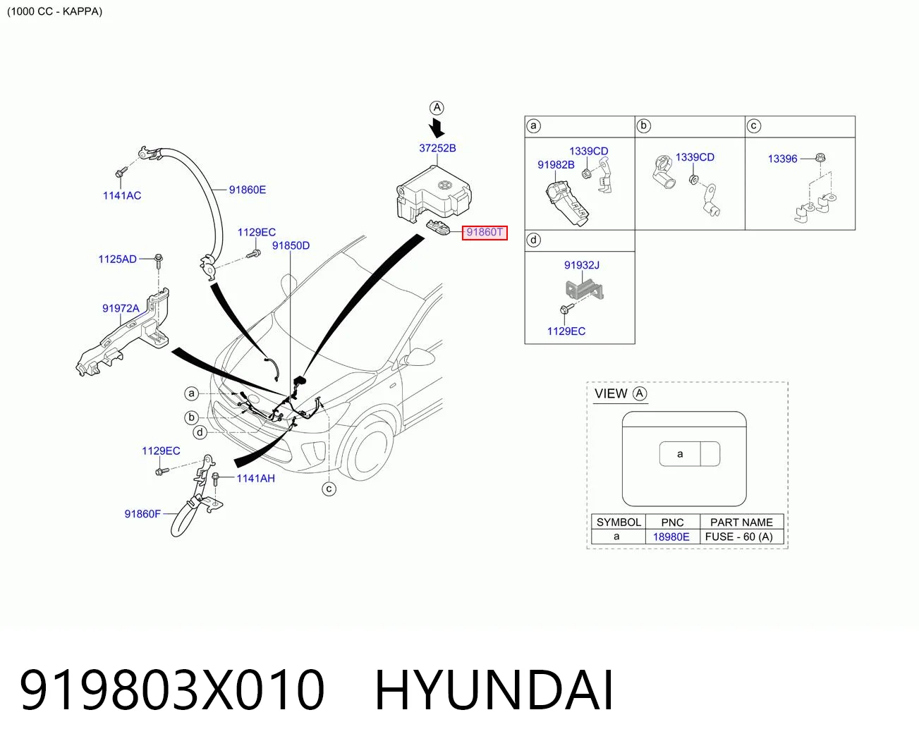 919803X010 Hyundai/Kia Terminal de batería