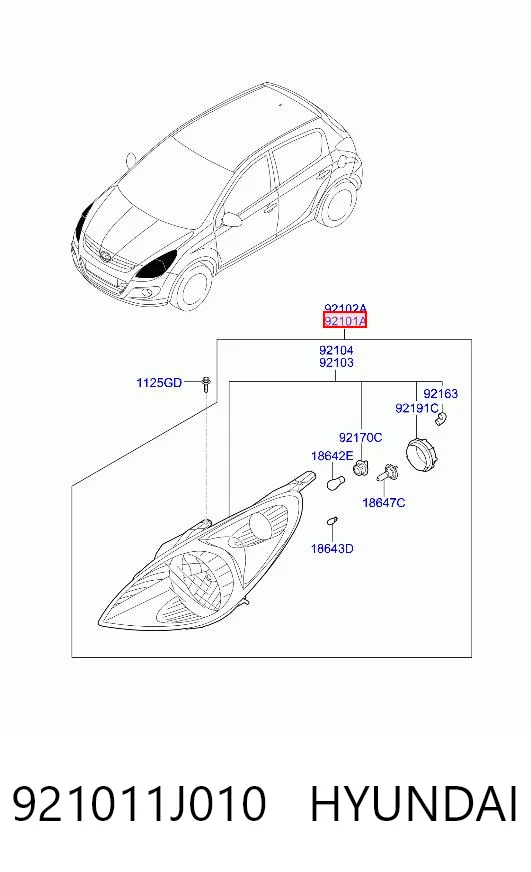 Luz frontal Hyundai I20  (PB)
