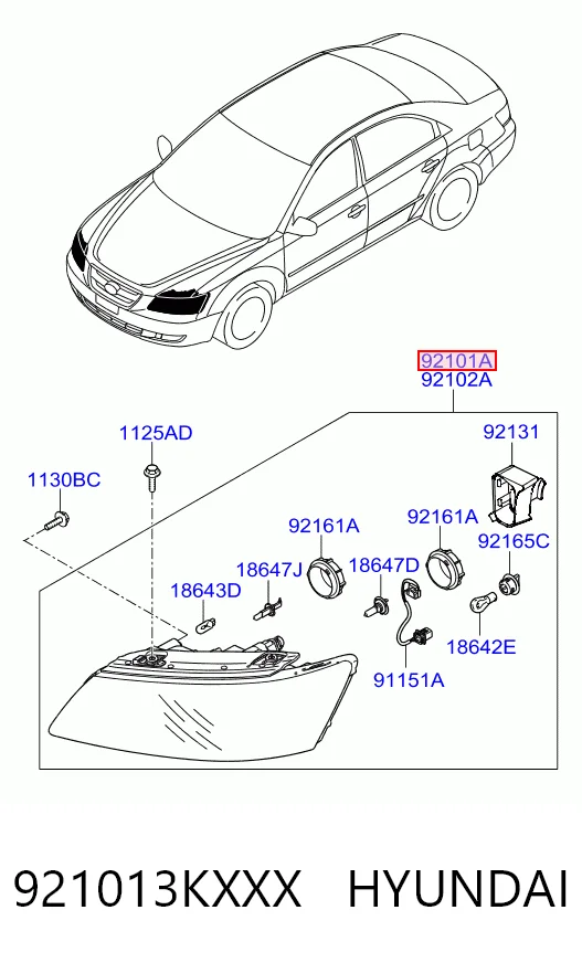 Faro Hyundai Sonata V sedán (NF) (2004 - 2007) precio, desde 92,93 EUR
