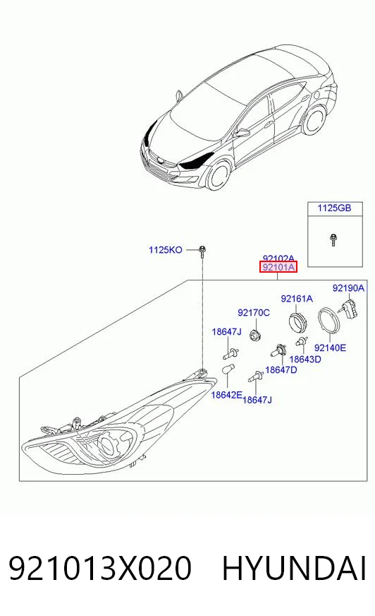 Faro izquierdo 921013X020 HYUNDAI