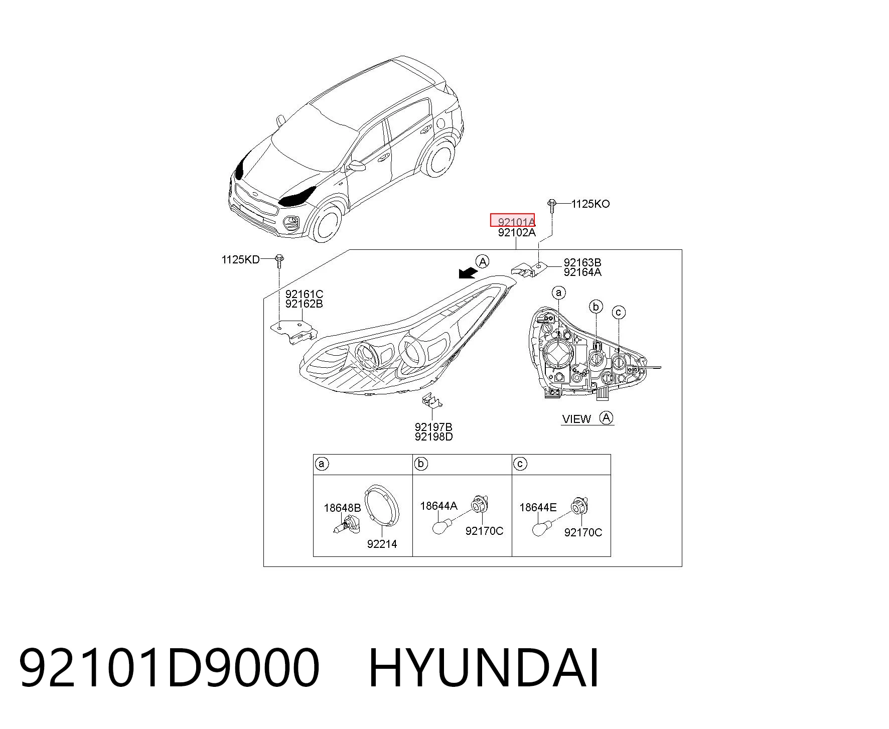 Faro izquierdo 92101D9000 HYUNDAI