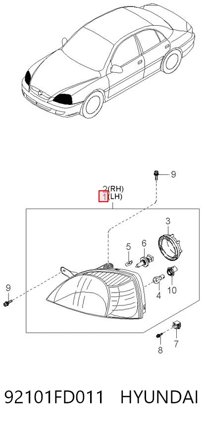 Faro KIA Rio I hatchback (DC) (2000 - 2006) precio, desde 78,38 EUR