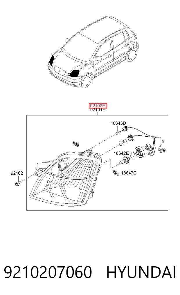 Faro delantero derecho KIA Picanto I