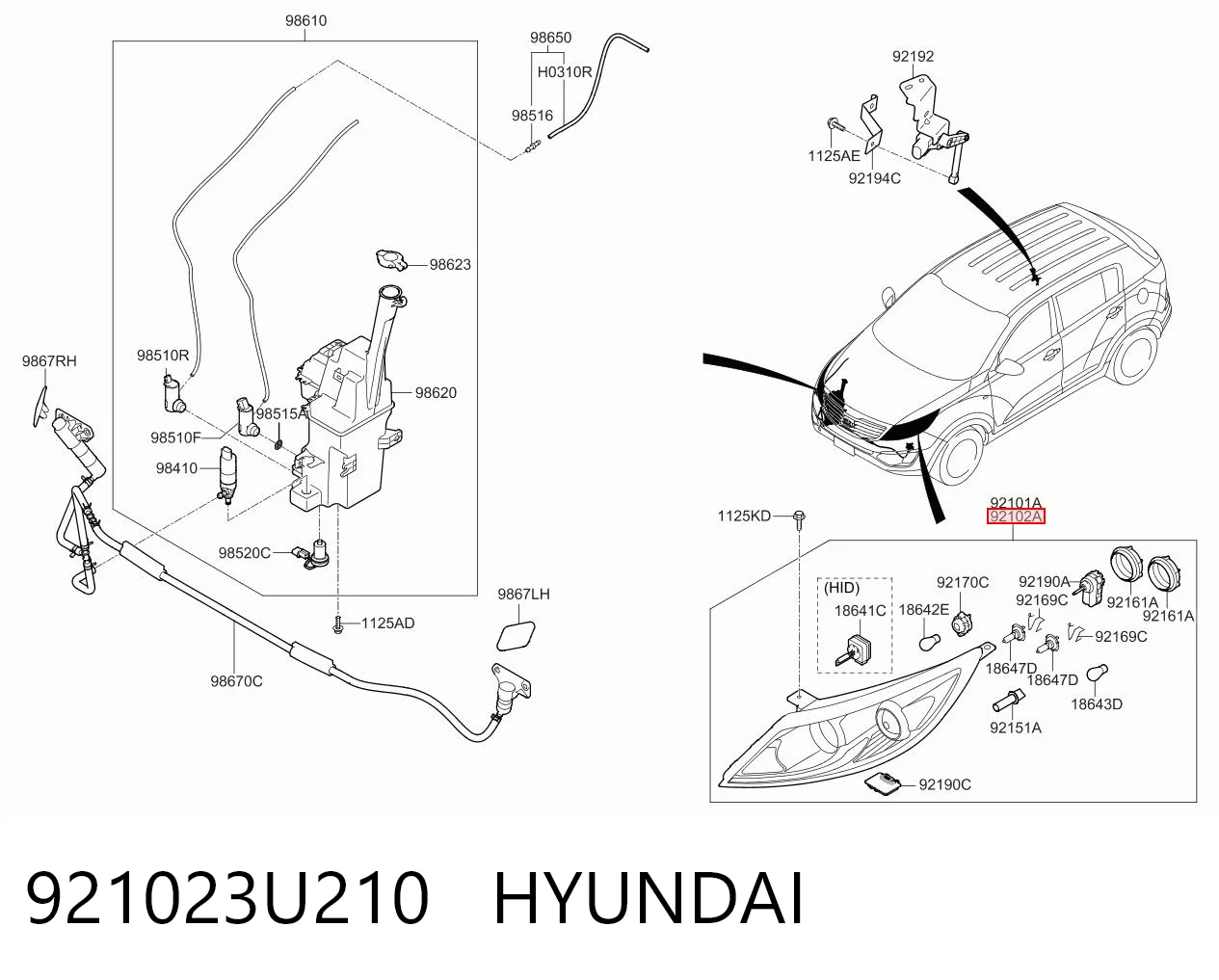 Faro derecho 921023U210 HYUNDAI