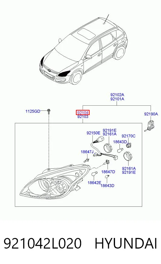 Luz derecha para Hyundai I30  GDH