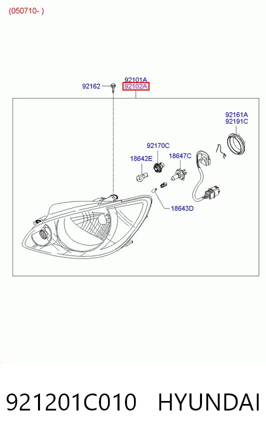 Luz derecha para Hyundai Getz  