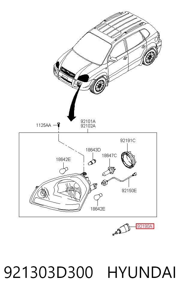 Elemento de regulación, regulación del alcance de faros  para Hyundai Tucson I JM