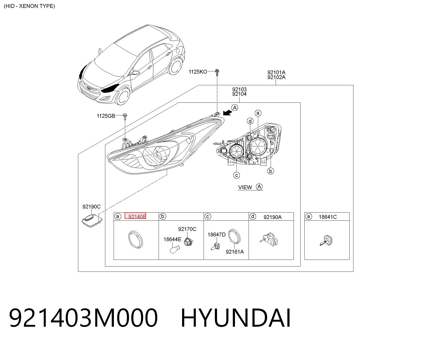 921403M000 Hyundai/Kia Cubierta trasera del faro