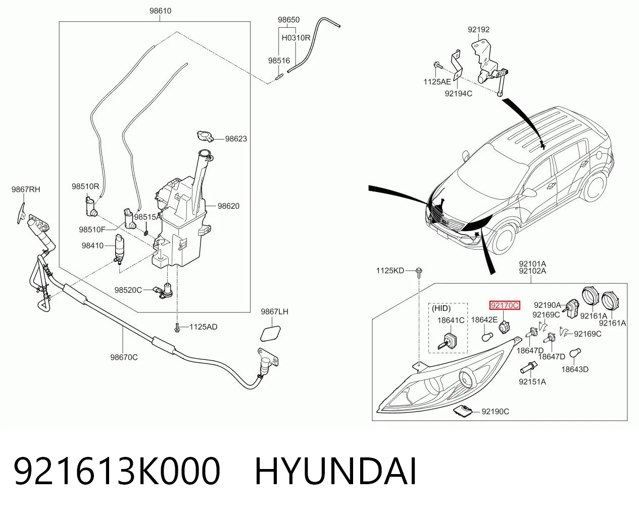 921613K000 Hyundai/Kia Portalámparas de luz intermitente