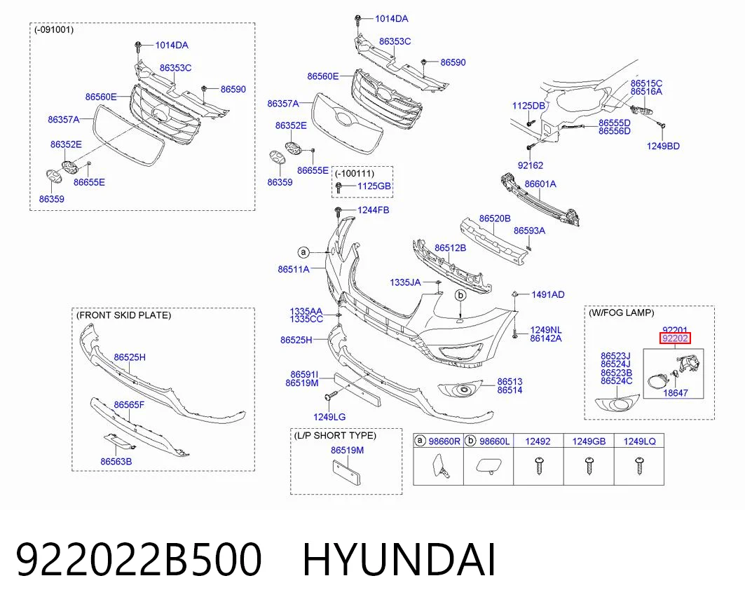 922022B500 Hyundai/Kia Faro antiniebla derecho