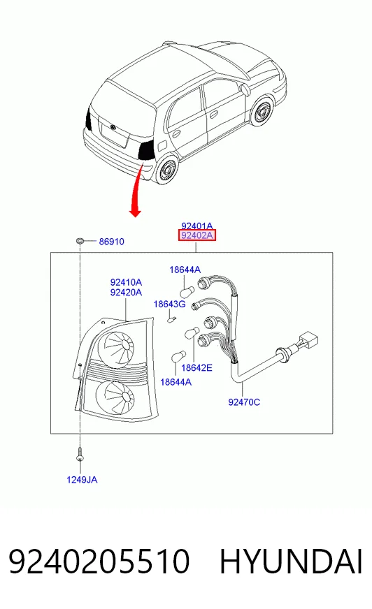 Piloto trasero derecho Hyundai Atos hatchback (MX) (1998 - 2004) precio, desde 56,63 EUR