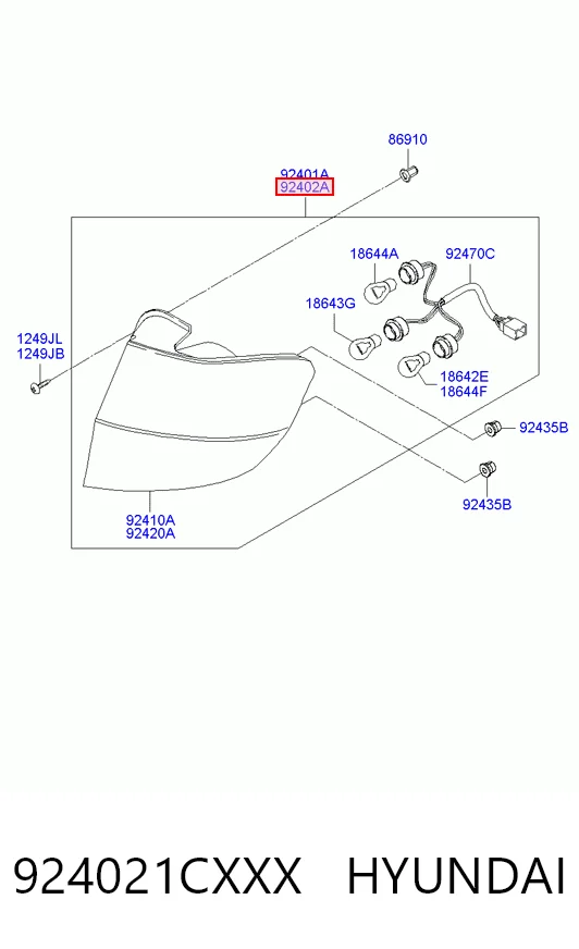 Piloto trasero derecho para Hyundai Getz  