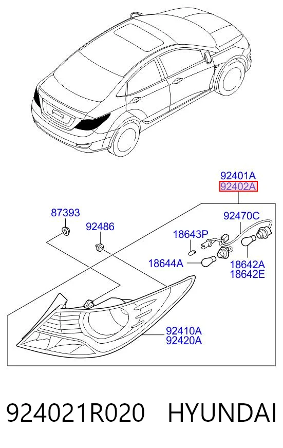 Piloto trasero derecho para Hyundai Accent RB