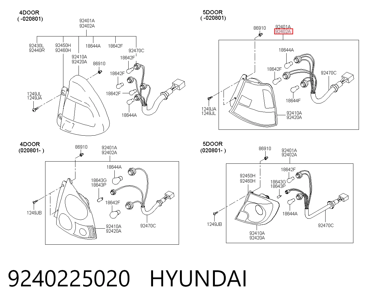 Piloto trasero derecho para Hyundai Accent II LC