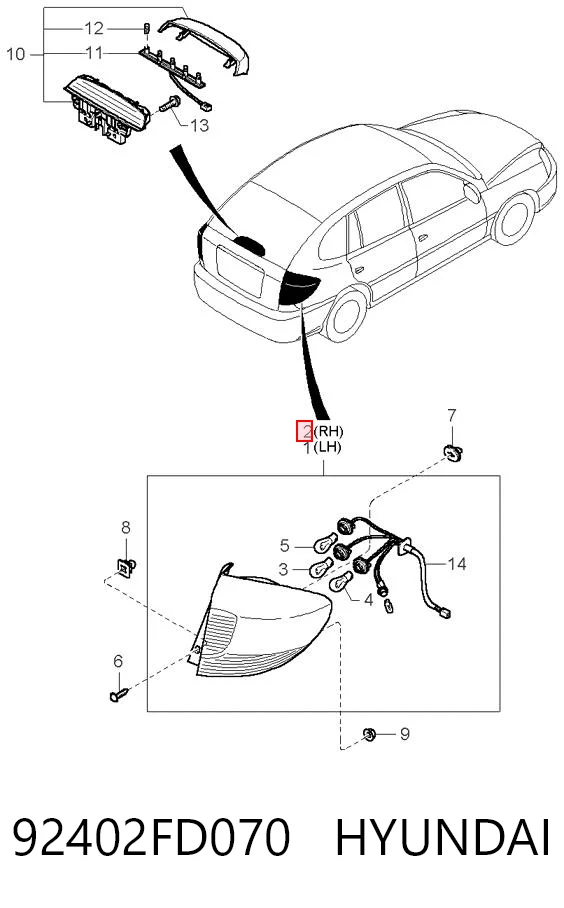 Piloto trasero derecho para KIA Rio I DC