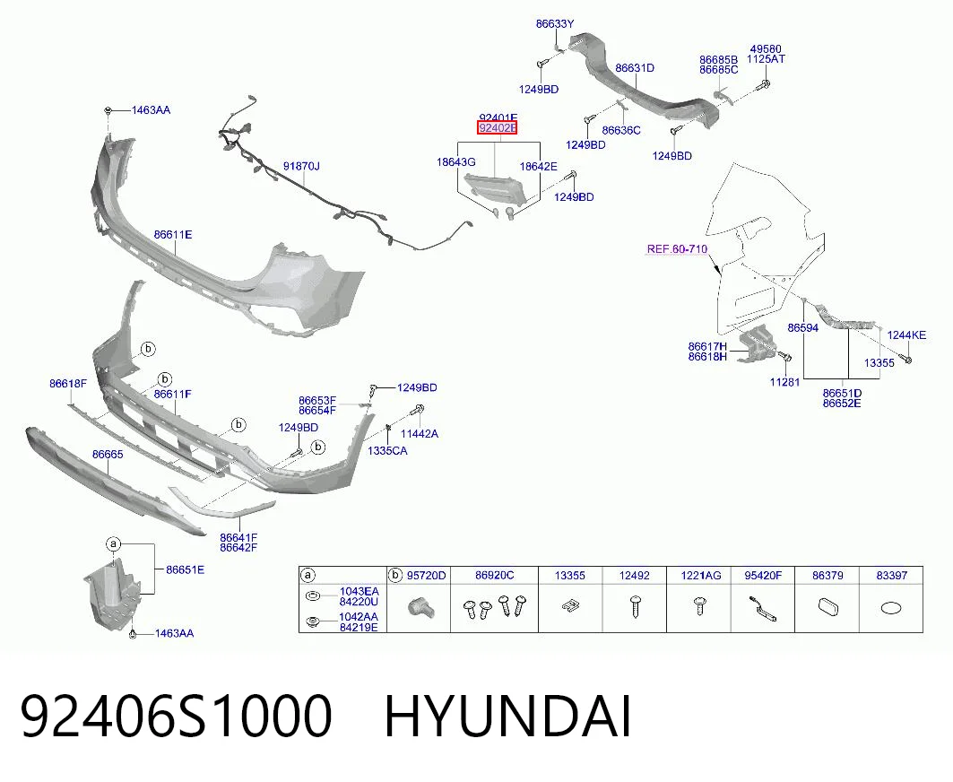 92406S1000 Hyundai/Kia Luz trasera de parachoques derecha