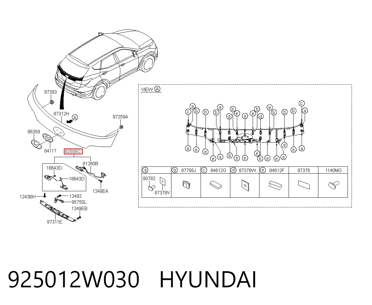 Lampara de matricula Hyundai Santa Fe III SUV (DM) (2012 - 2018) precio, desde 17,36 EUR